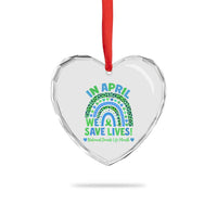National Donate Life Month Heart Crystal Glass Ornament In April We Save Lives Organ Donation Support Green Ribbon