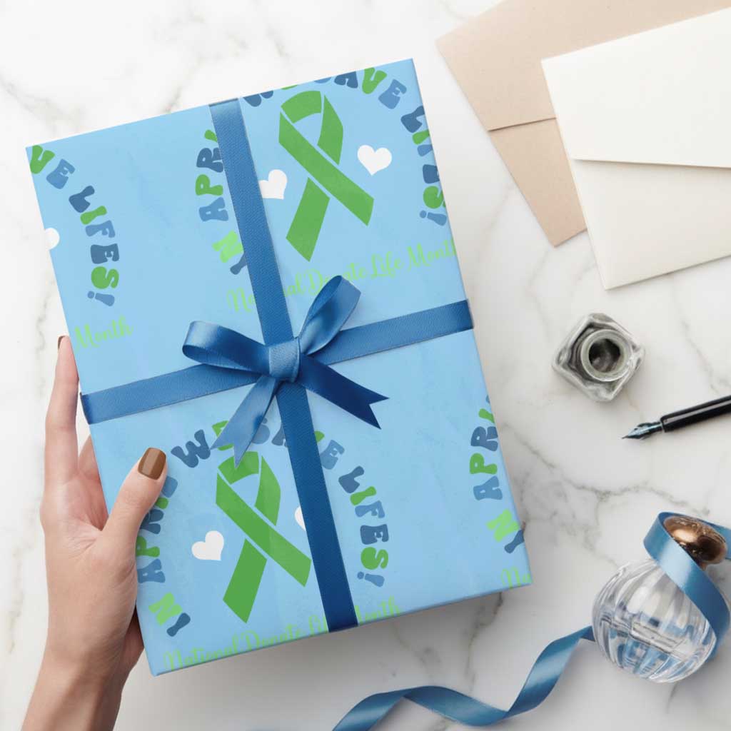 National Donate Life Month Wrapping Paper Roll Green Ribbon Organ Donation In April We Save Lives