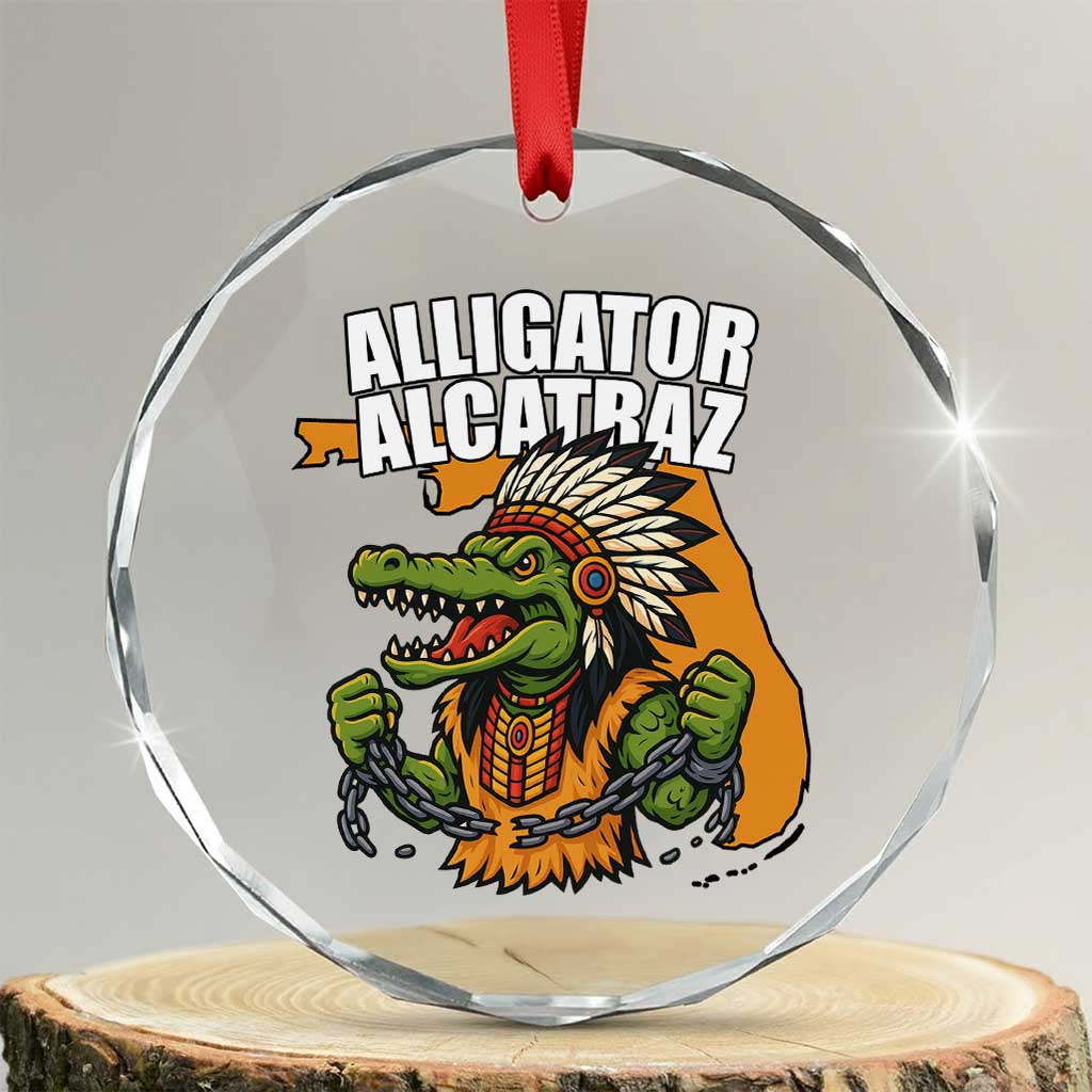 Native Alligator Alcatraz Crystal Glass Ornament Florida Gator Break The Chain - Wonder Print Shop