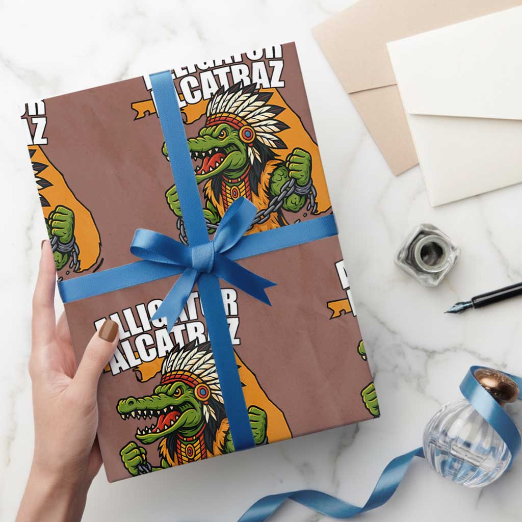 Native Alligator Alcatraz Wrapping Paper Roll Florida Gator Break The Chain - Wonder Print Shop