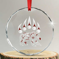 Native American Alaska Grizzly Bear Claw Indian Pride Crystal Glass Ornament