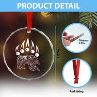 Native American Alaska Grizzly Bear Claw Indian Pride Crystal Glass Ornament