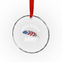 Native American Army Veteran US Flag Indigenous Soldier Crystal Glass Ornament