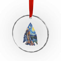 Native American Arrowhead Hunter Starry Night Crystal Glass Ornament