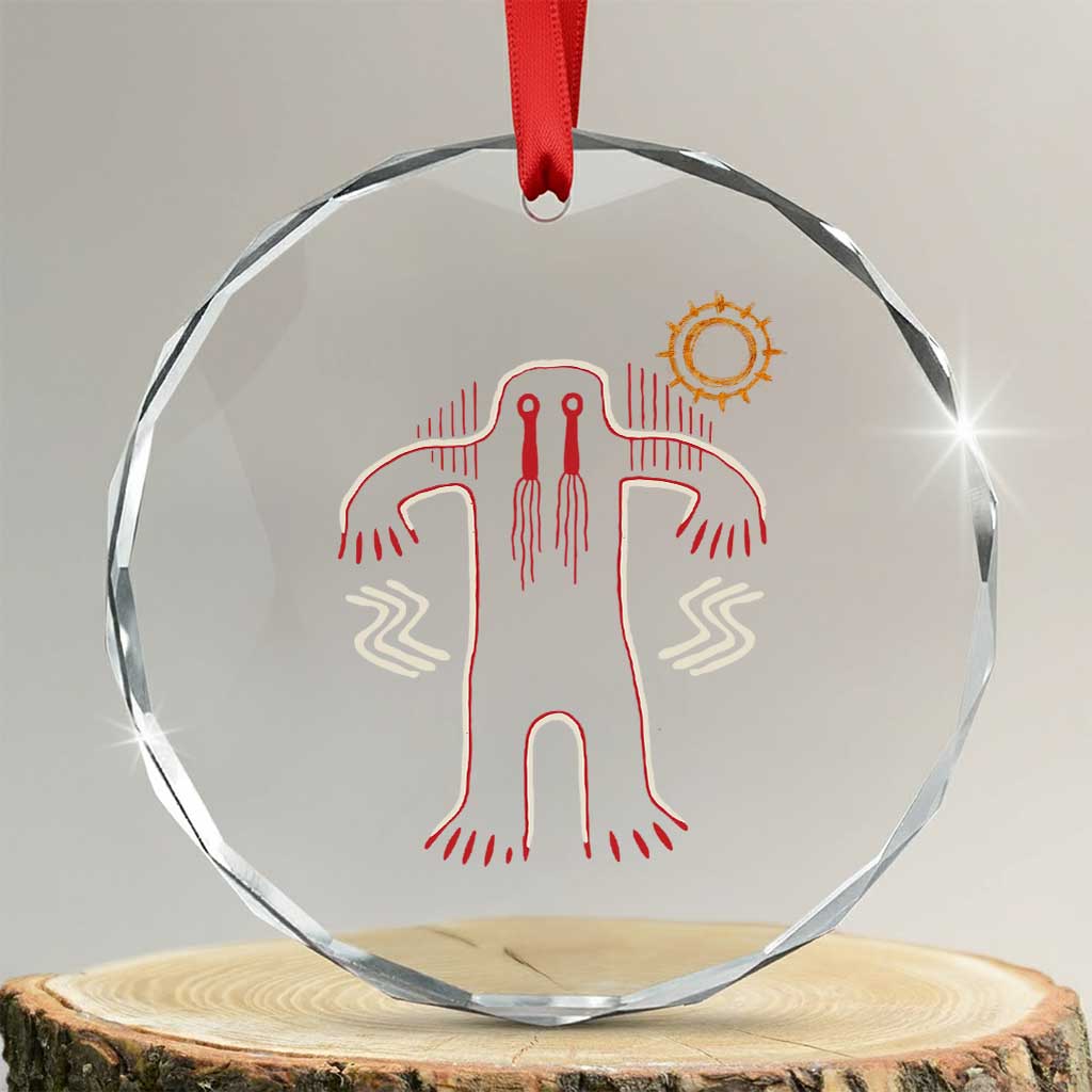 Native American Bigfoot Sasquatch Petroglyph Cave Art Crystal Glass Ornament