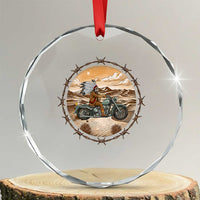 Native American Biker Gift Crystal Glass Ornament Skull Motorcycle Rider