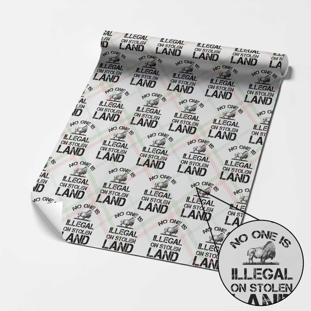 Native American Buffalo Graphic Wrapping Paper Roll No One Is Illegal On Stolen Land