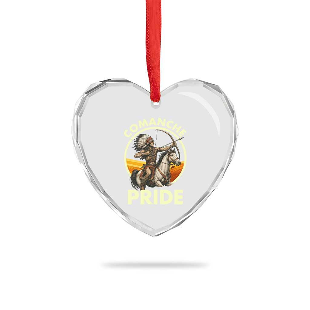 Native American Comanche Pride Indigenous People Day Heart Crystal Glass Ornament - Wonder Print Shop