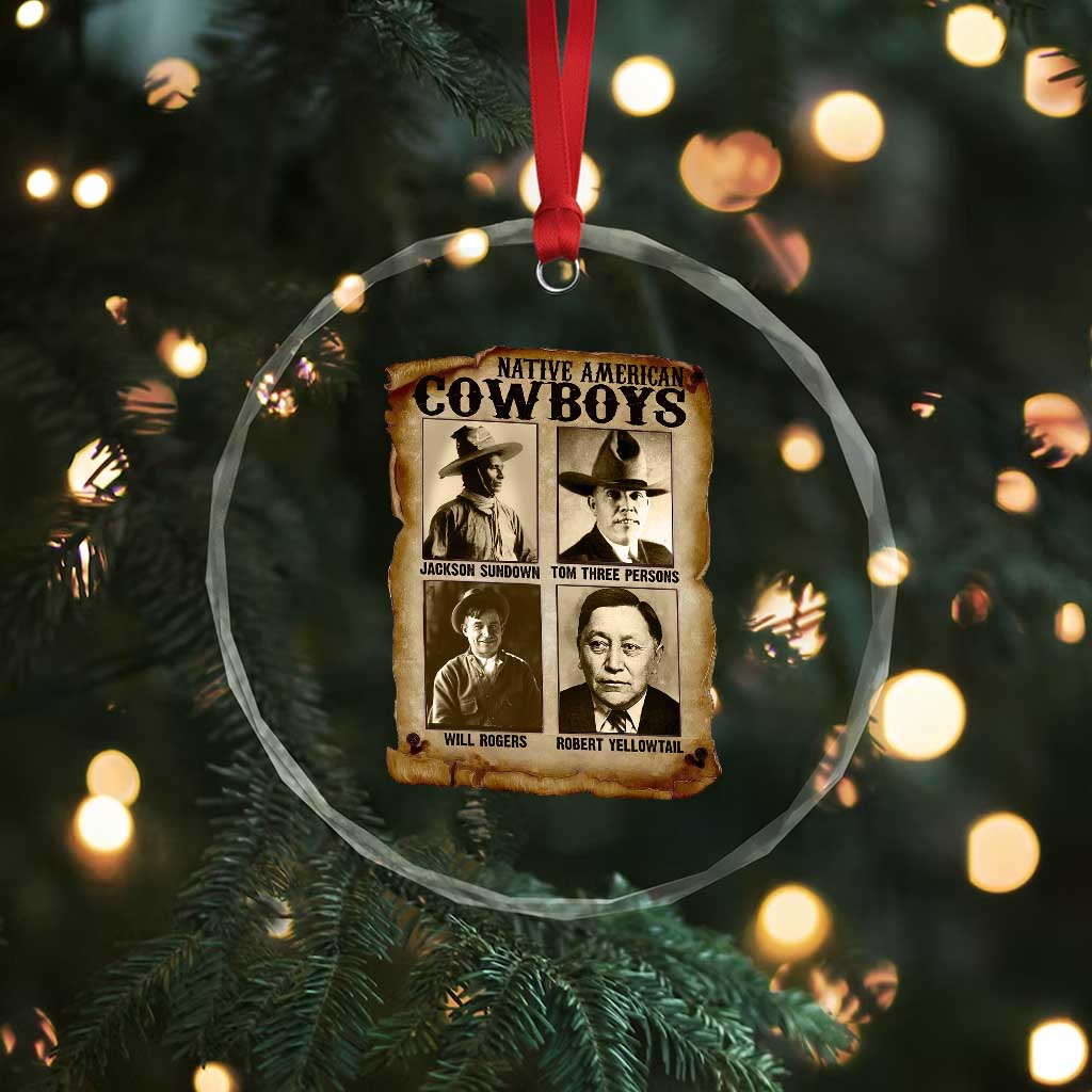 Native American Cowboy Legends Crystal Glass Ornament Vintage Western Rodeo