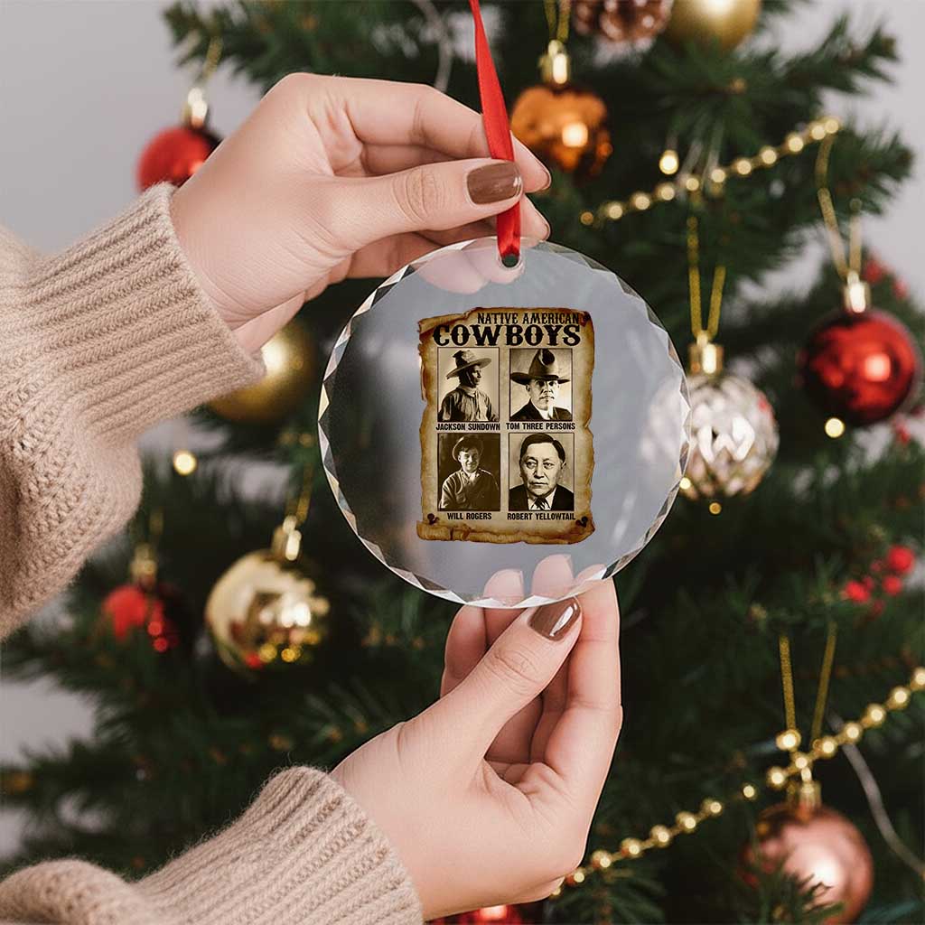 Native American Cowboy Legends Crystal Glass Ornament Vintage Western Rodeo