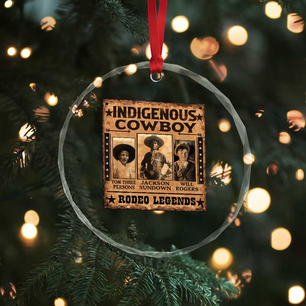 Native American Cowboy Rodeo Legends Crystal Glass Ornament Vintage Western Country Cowboy