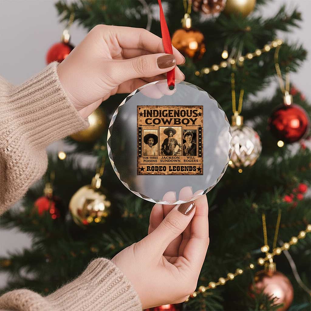 Native American Cowboy Rodeo Legends Crystal Glass Ornament Vintage Western Country Cowboy