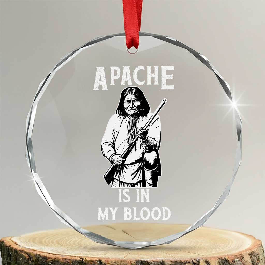 Native American Crystal Glass Ornament Apache Is In My Blood - Wonder Print Shop