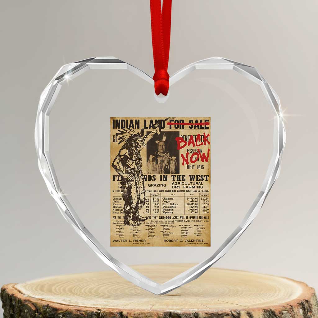 Native American Heart Crystal Glass Ornament Indian Land For Back Now