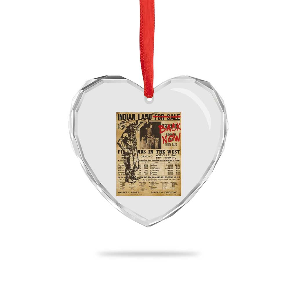 Native American Heart Crystal Glass Ornament Indian Land For Back Now