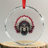 Native American Indian Chief Skull Headdress Crystal Glass Ornament