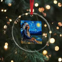 Native American Indian Van Goghs Starry Night Crystal Glass Ornament