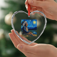 Native American Indian Van Goghs Starry Night Heart Crystal Glass Ornament