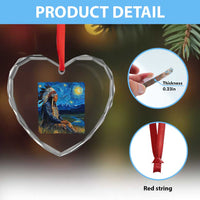 Native American Indian Van Goghs Starry Night Heart Crystal Glass Ornament