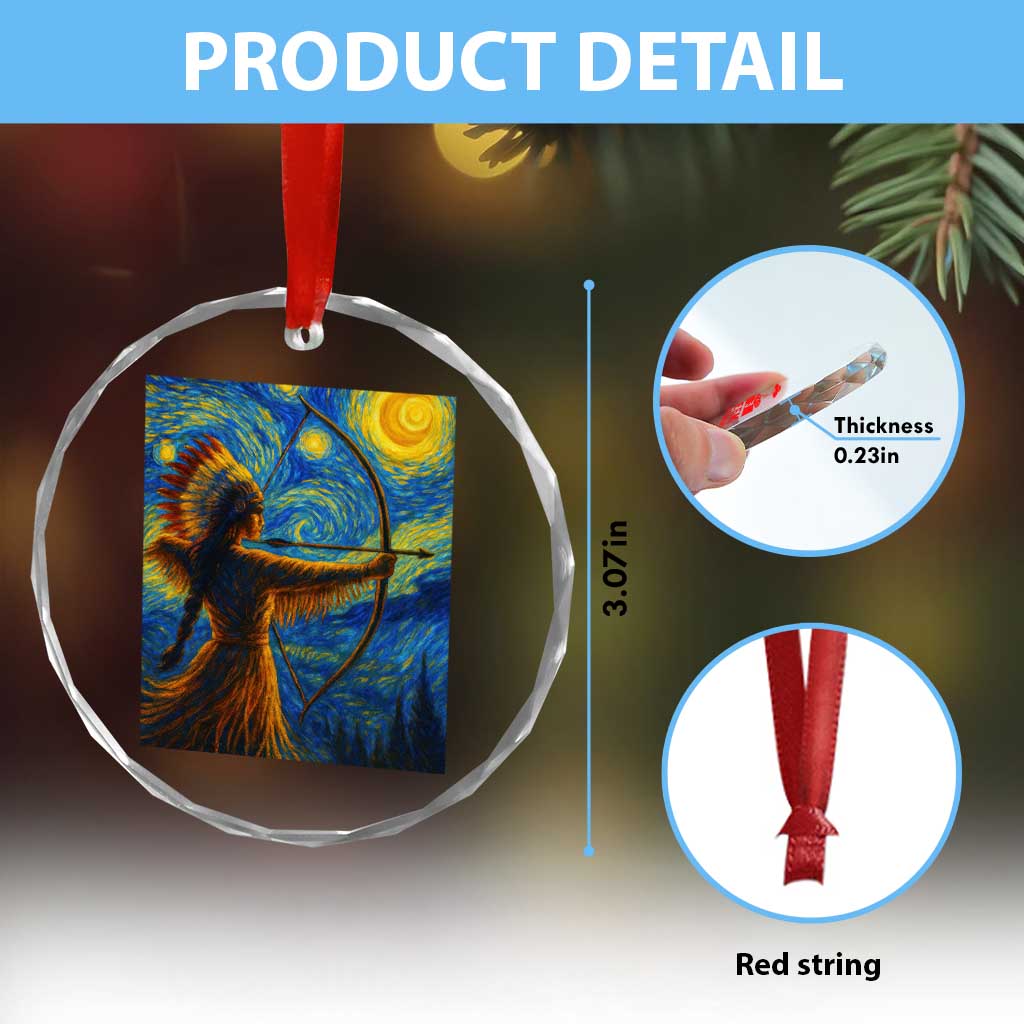 Native American Indian Women Crystal Glass Ornament Starry Night Indigenous Pride - Wonder Print Shop