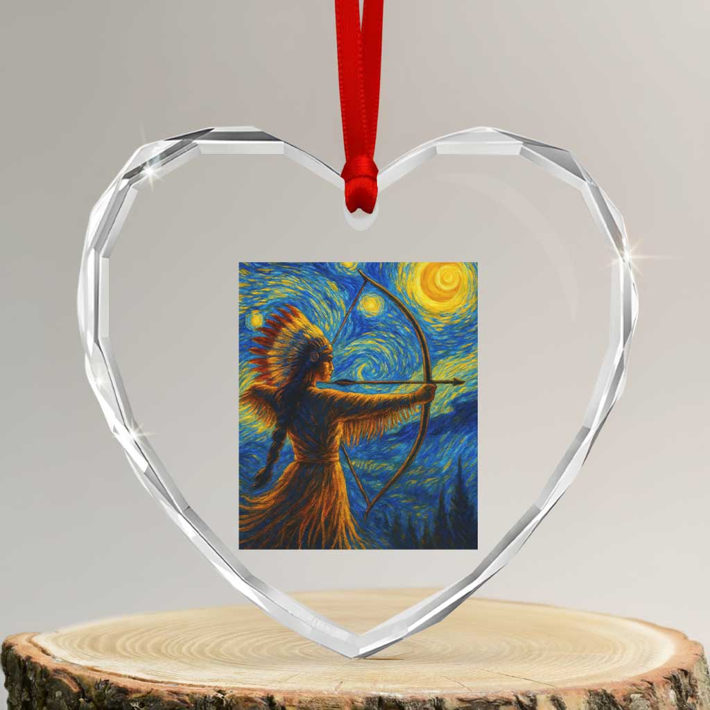 Native American Indian Women Heart Crystal Glass Ornament Starry Night Indigenous Pride - Wonder Print Shop
