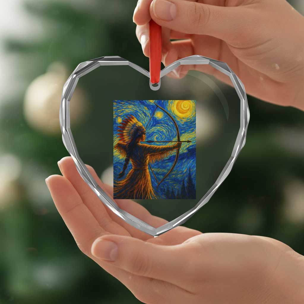 Native American Indian Women Heart Crystal Glass Ornament Starry Night Indigenous Pride - Wonder Print Shop