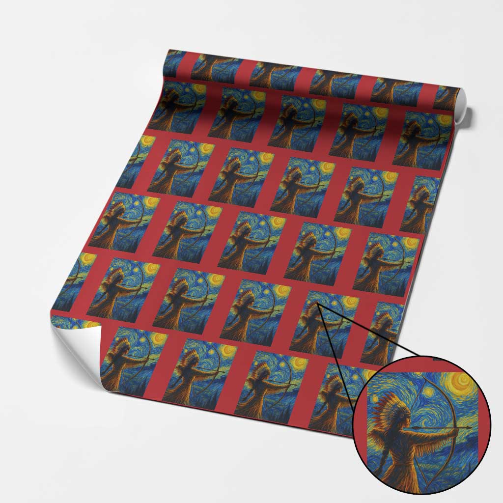 Native American Indian Women Wrapping Paper Roll Starry Night Indigenous Pride - Wonder Print Shop
