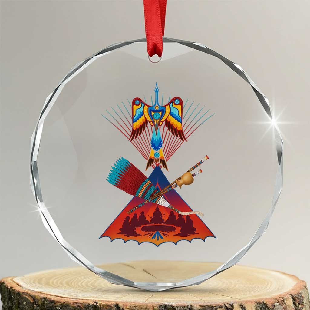 Native American Indigenous Heritage Peyote Water Bird Crystal Glass Ornament