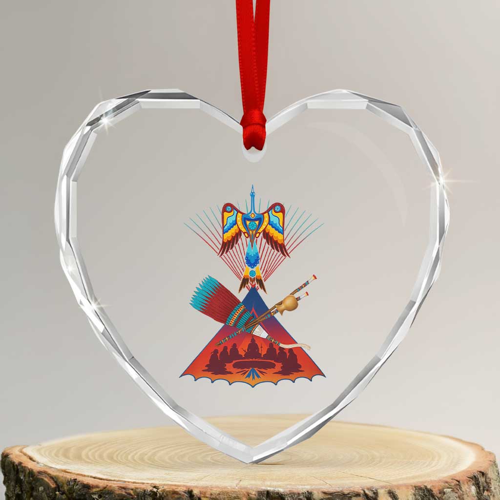 Native American Indigenous Heritage Peyote Water Bird Heart Crystal Glass Ornament
