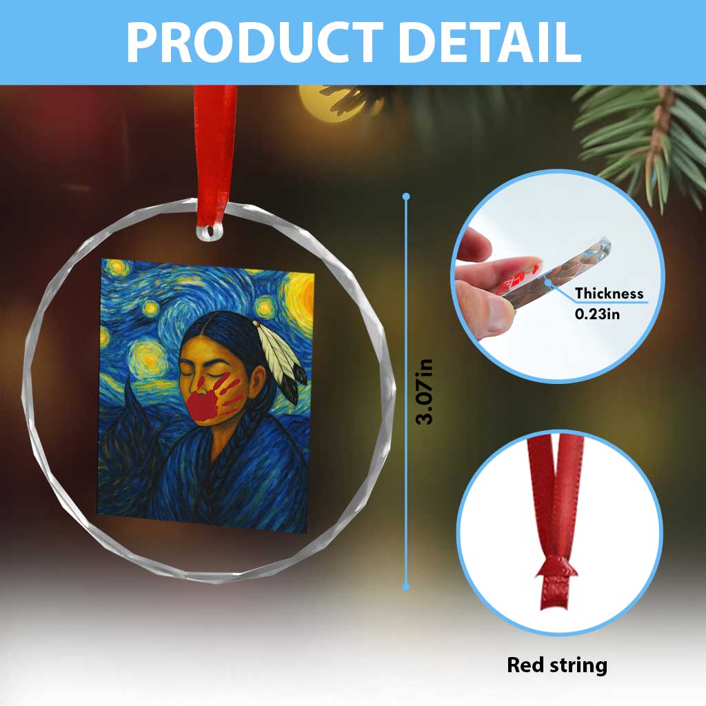 Native American MMIW Crystal Glass Ornament Starry Night Indigenous People Day - Wonder Print Shop