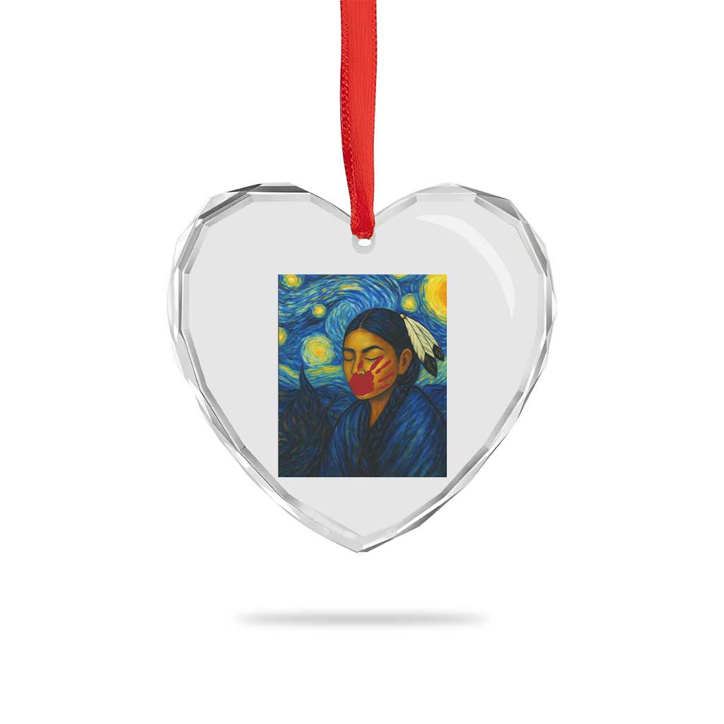 Native American MMIW Heart Crystal Glass Ornament Starry Night Indigenous People Day - Wonder Print Shop