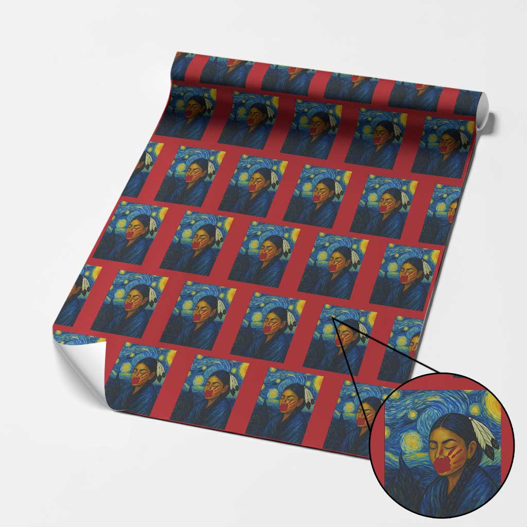 Native American MMIW Wrapping Paper Roll Starry Night Indigenous People Day - Wonder Print Shop