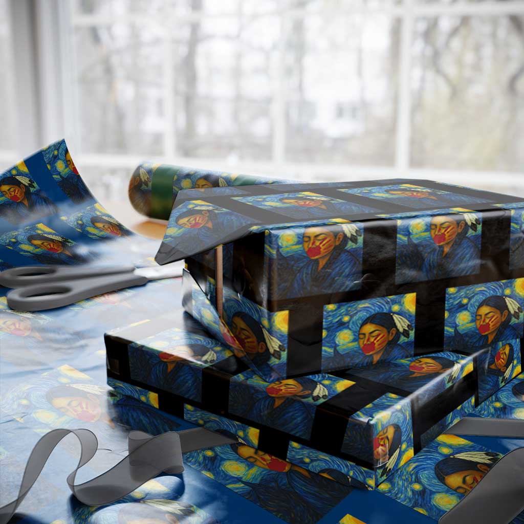 Native American MMIW Wrapping Paper Roll Starry Night Indigenous People Day - Wonder Print Shop