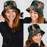 Native American Navajo Wolf Bucket Hat Grunge Pattern