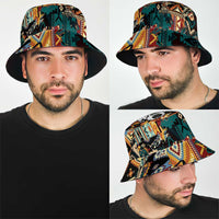 Native American Navajo Wolf Bucket Hat Grunge Pattern