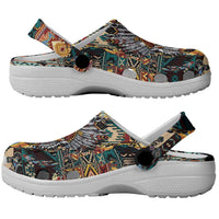 Native American Navajo Wolf Clogs Shoes Grunge Pattern