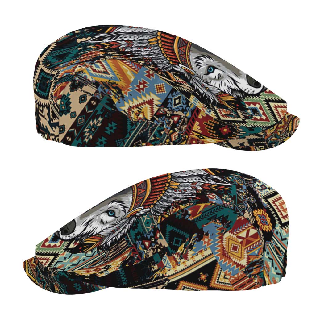 Native American Navajo Wolf Jeff Hat Grunge Pattern