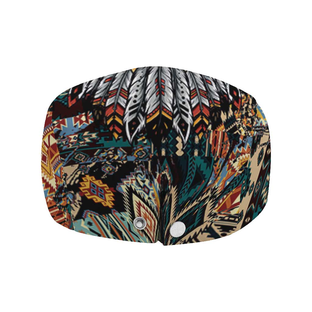 Native American Navajo Wolf Jeff Hat Grunge Pattern