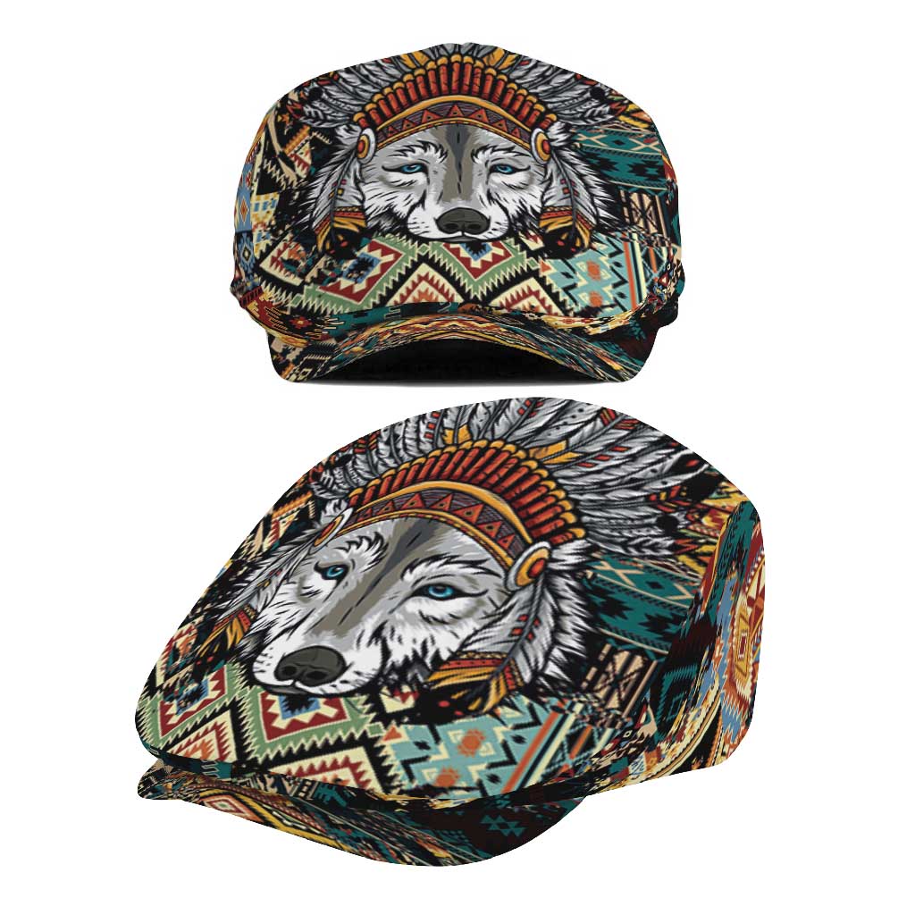 Native American Navajo Wolf Jeff Hat Grunge Pattern
