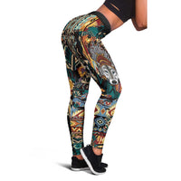 Native American Navajo Wolf Leggings Grunge Pattern