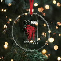 Native American Teepee American Flag Crystal Glass Ornament