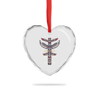 Native American Totem Pole Heart Crystal Glass Ornament Pacific Northwest Indigenous Tribal