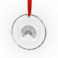 Native Blood Runs Through My Veins Crystal Glass Ornament Native American War Bonnet