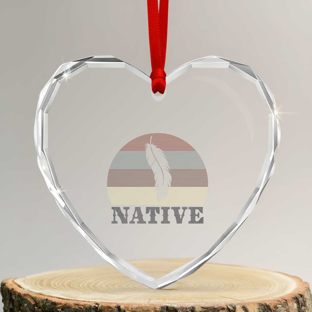 Native Indian American Pride Indigenous Native American Heart Crystal Glass Ornament