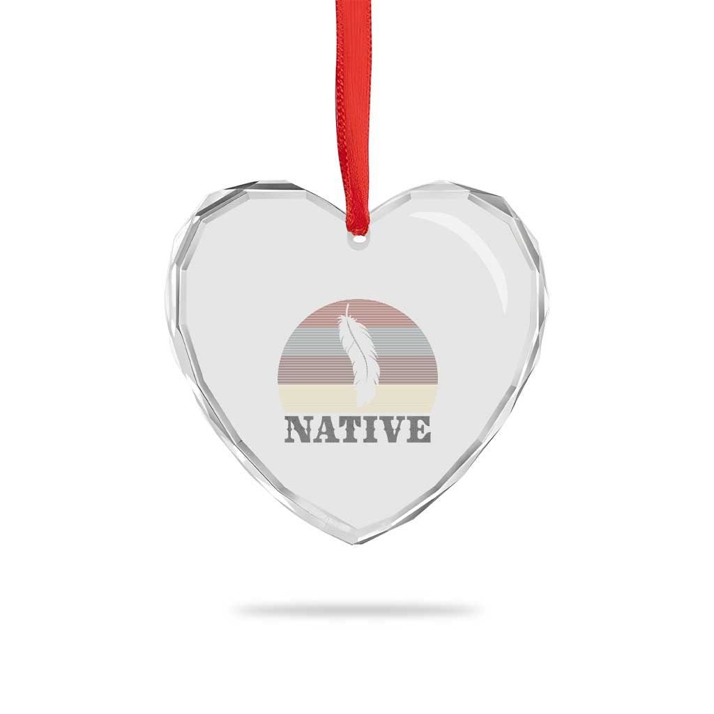 Native Indian American Pride Indigenous Native American Heart Crystal Glass Ornament