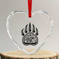 Native Inspired Alaska Grizzly Bear Heart Crystal Glass Ornament Pacific Northwest Pride