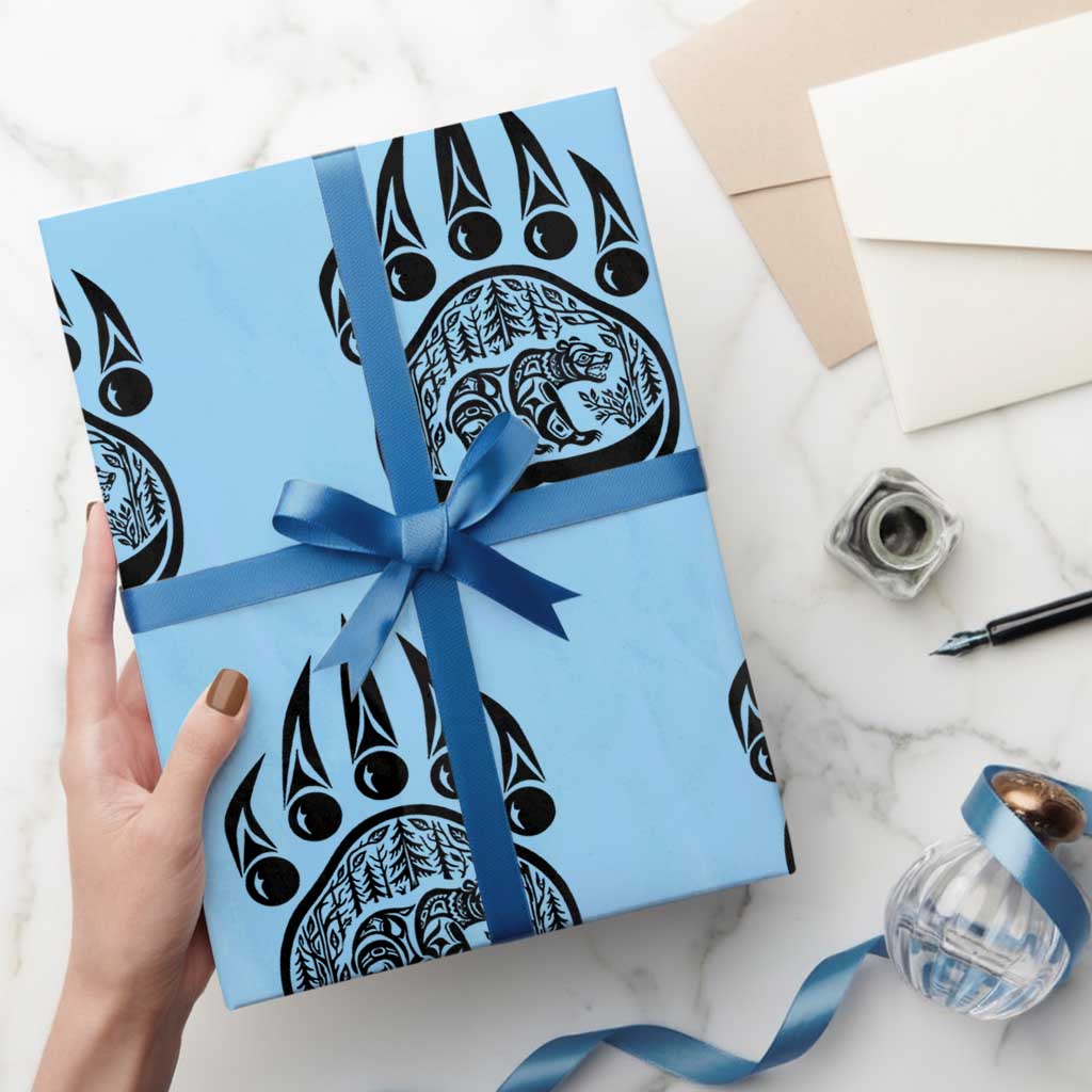 Native Inspired Alaska Grizzly Bear Wrapping Paper Roll Pacific Northwest Pride