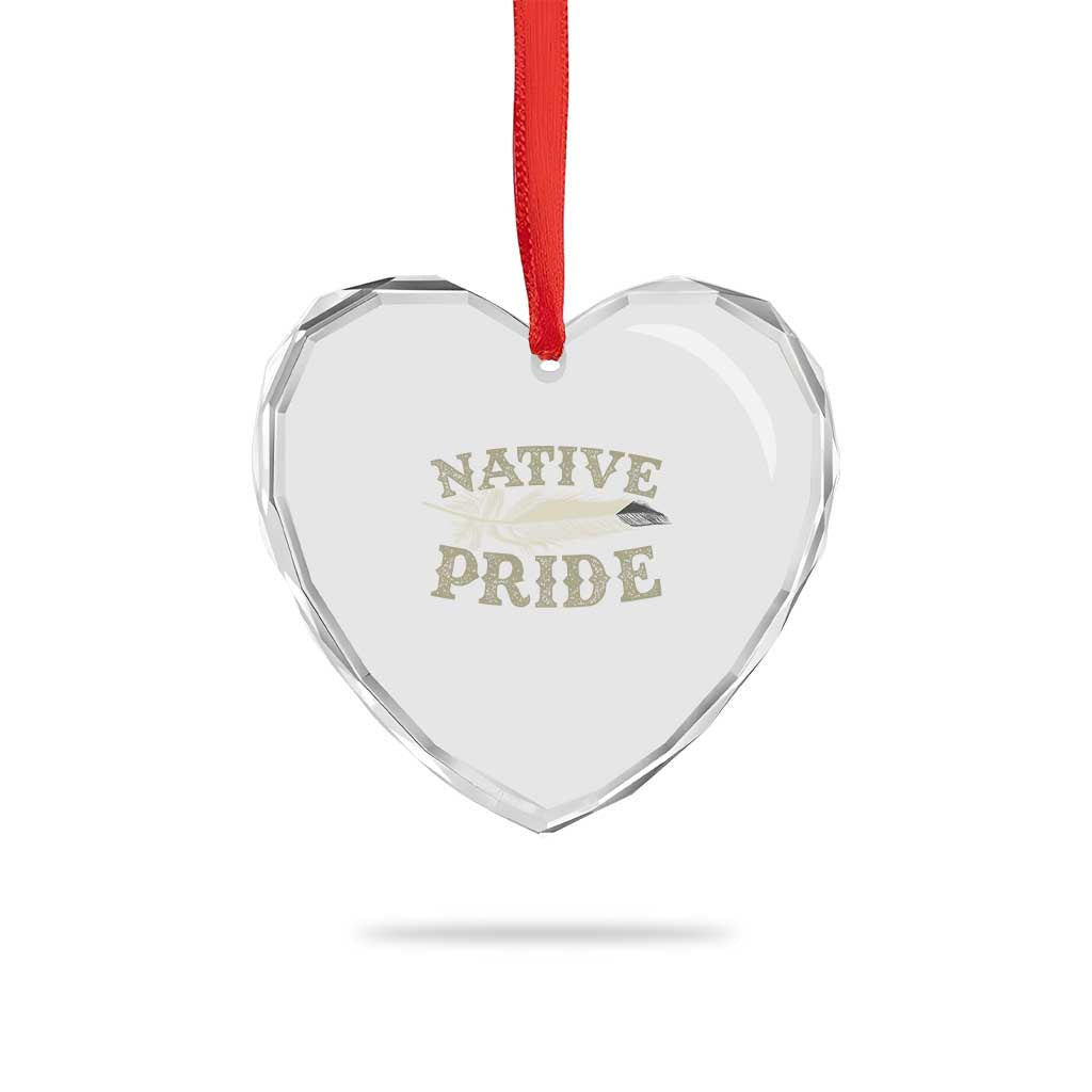 Native Pride Heart Crystal Glass Ornament Native Indian American Day Indigenous Native American