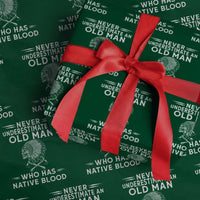 Native Warrior Skull Wrapping Paper Roll Never Underestimate An Old Man Who Has Native Blood