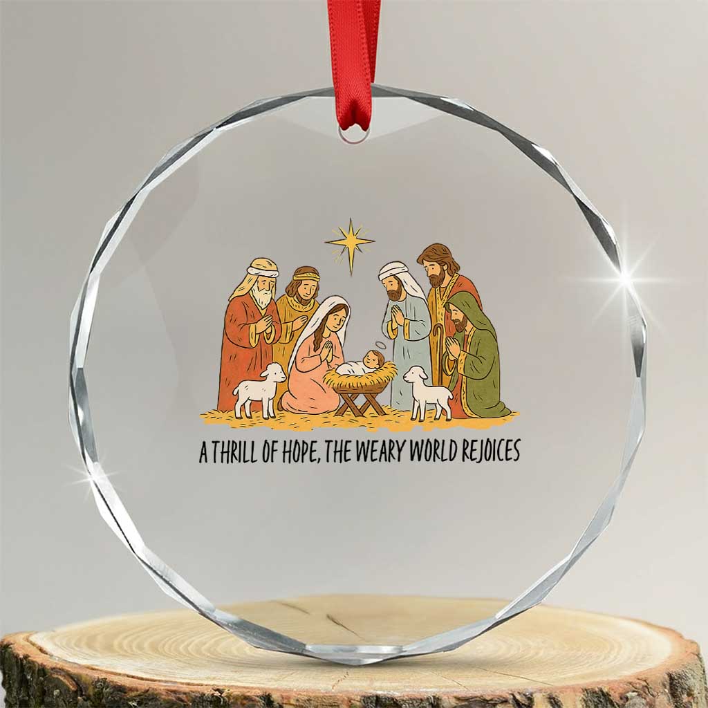 Nativity Scene Christmas Crystal Glass Ornament Baby Jesus Christian Faith - Wonder Print Shop